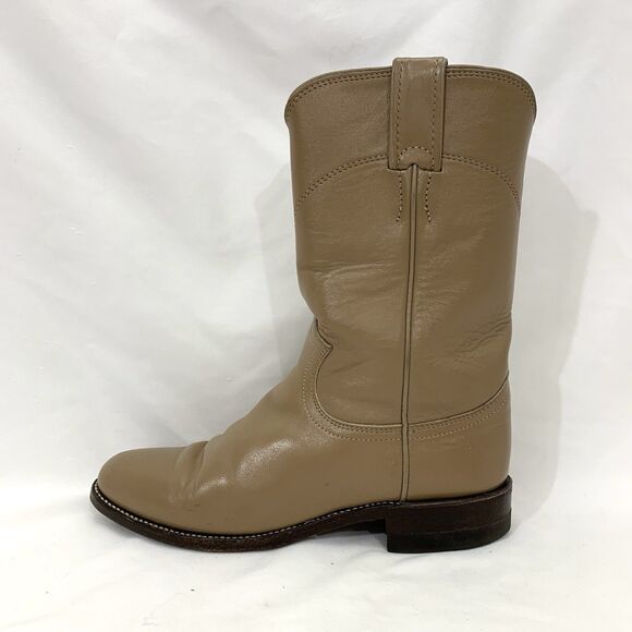 Justin Women Western Sz 6.5 B Tan Leather Round Toe Pull On Cowgirl Boot L3710 - Picture 2 of 13